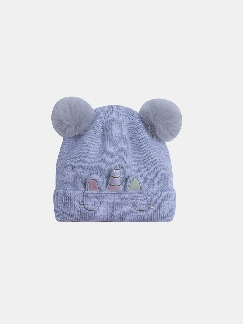 Gorro cinzento de unicórnio para meninas