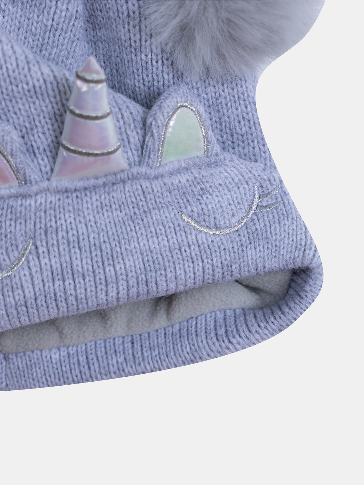 Bonnet gris licorne pour fille