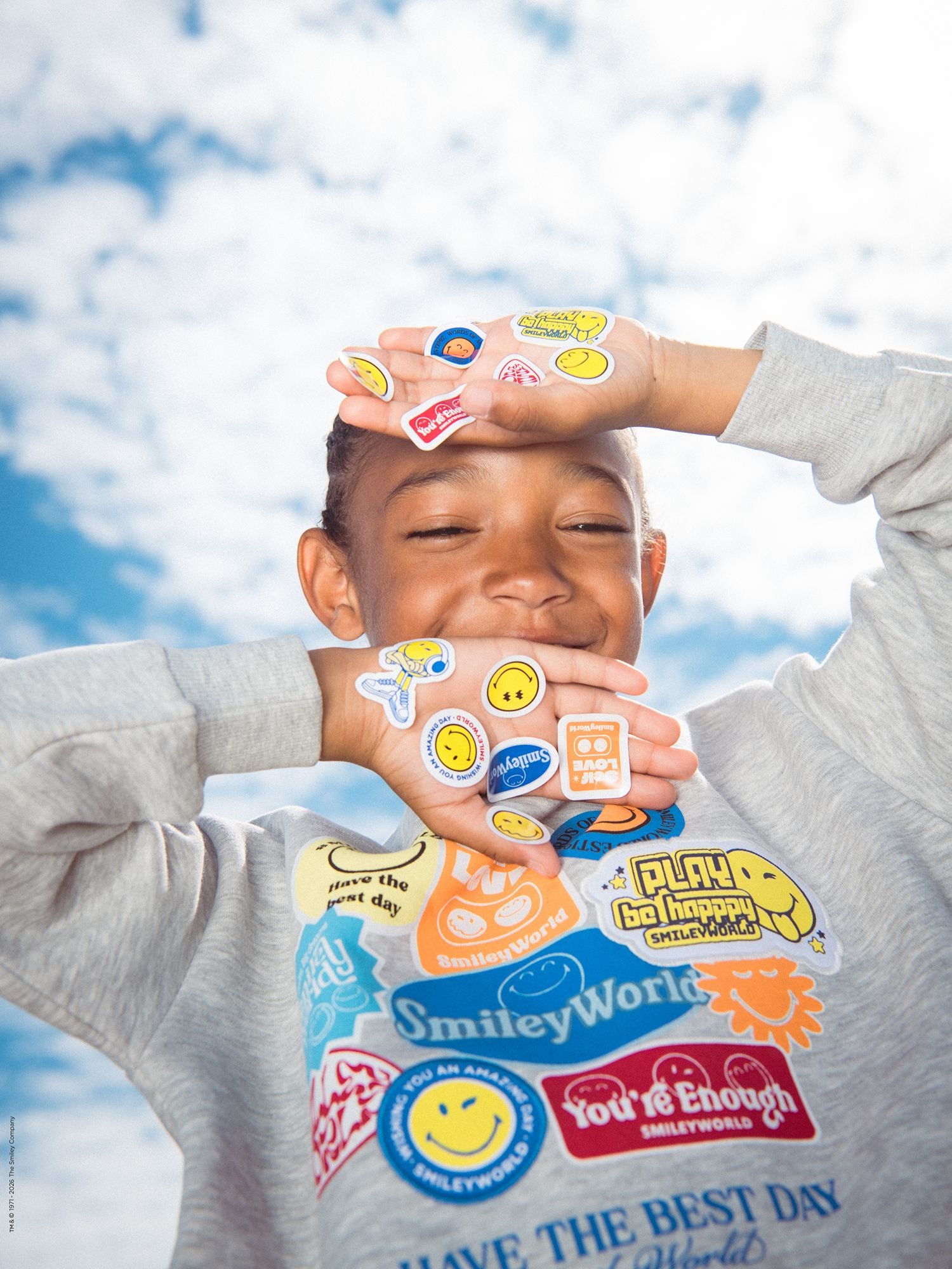 Sweat gris chiné à imprimé SMILEYWORLD pour garçon