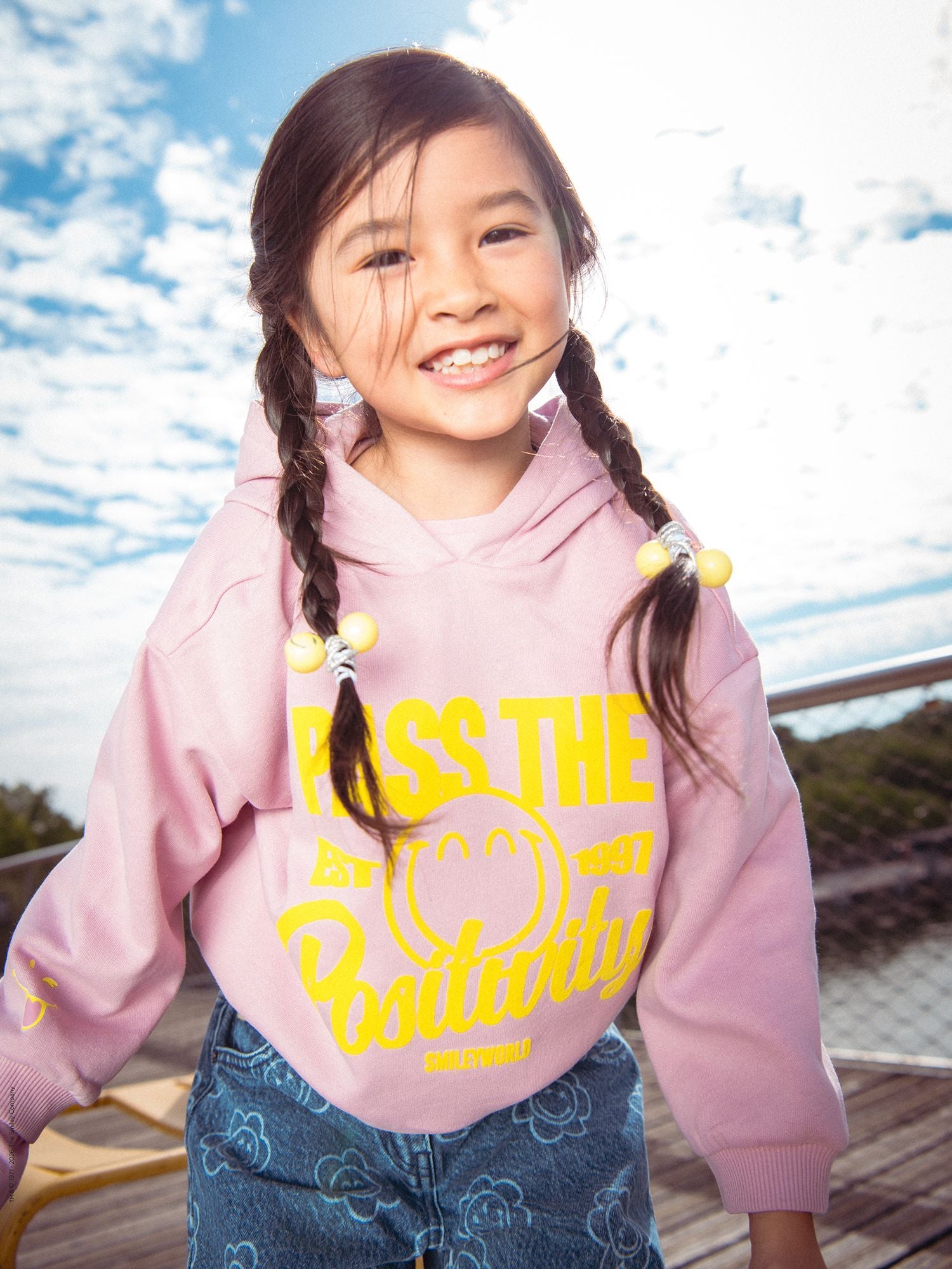 Sweat rose à capuche à imprimé SMILEYWORLD pour fille