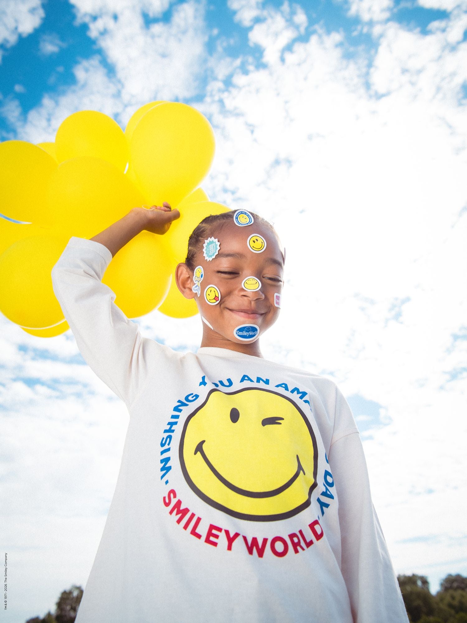T-shirt écru à manches longues à imprimé SMILEYWORLD pour garçon