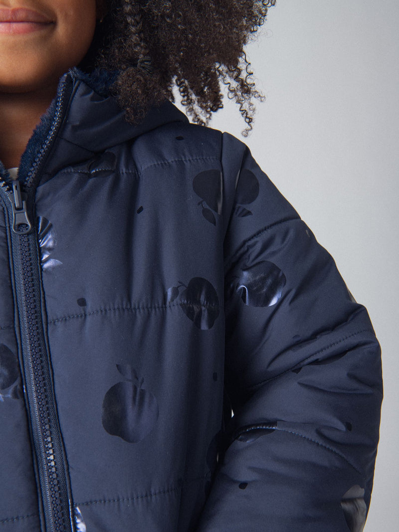 Parka reversível com estampa de maçãs para raparigas