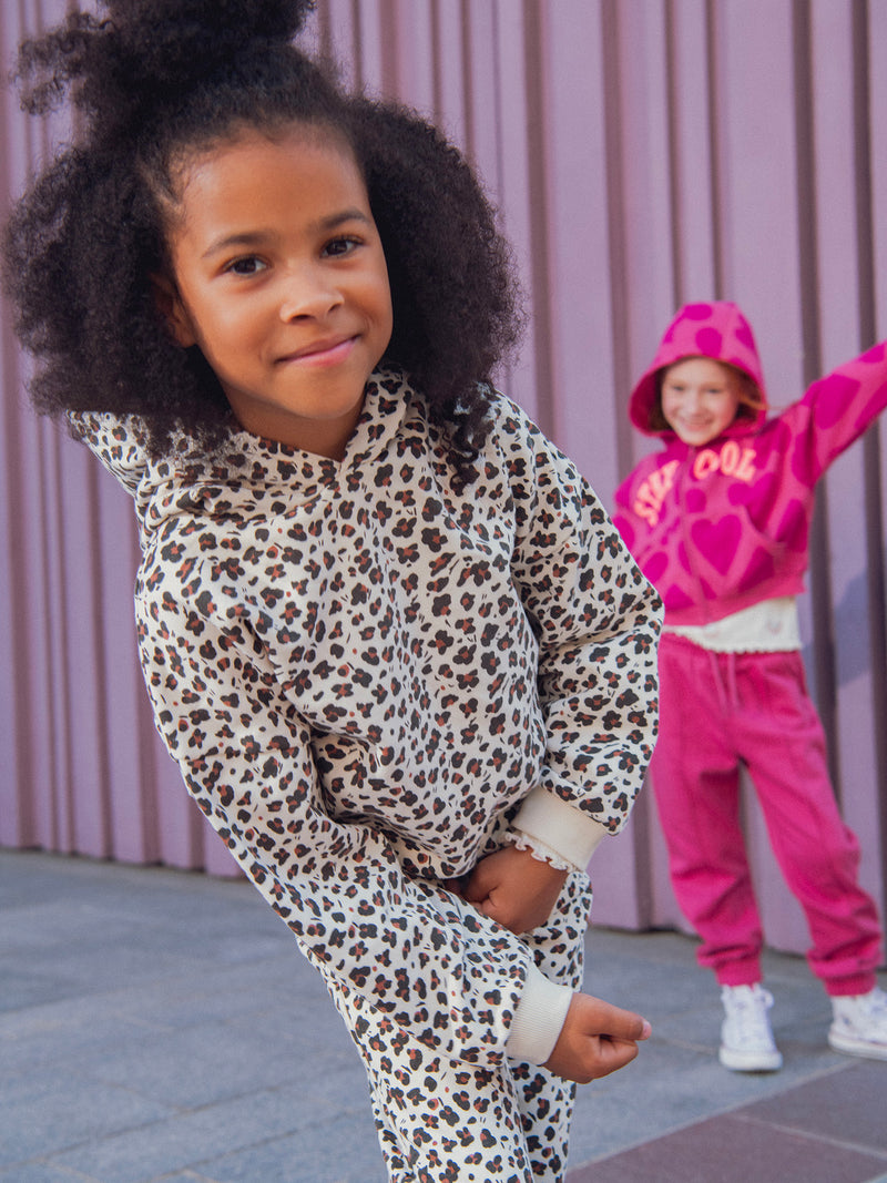 Top de jogging bege com estampado animal para meninas