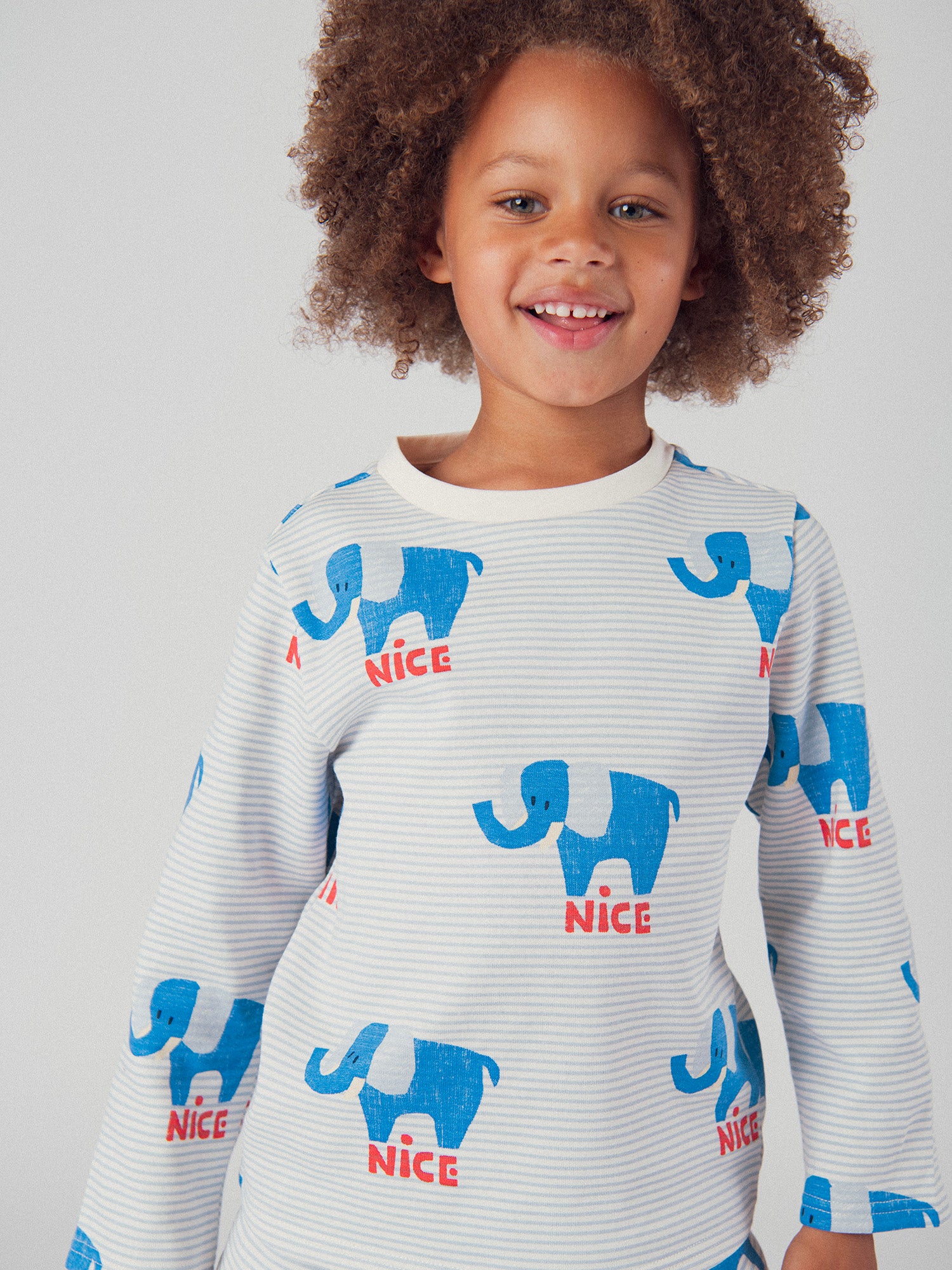 Pijama de 2 peças às riscas e elefantes "NICE" para bebé menino