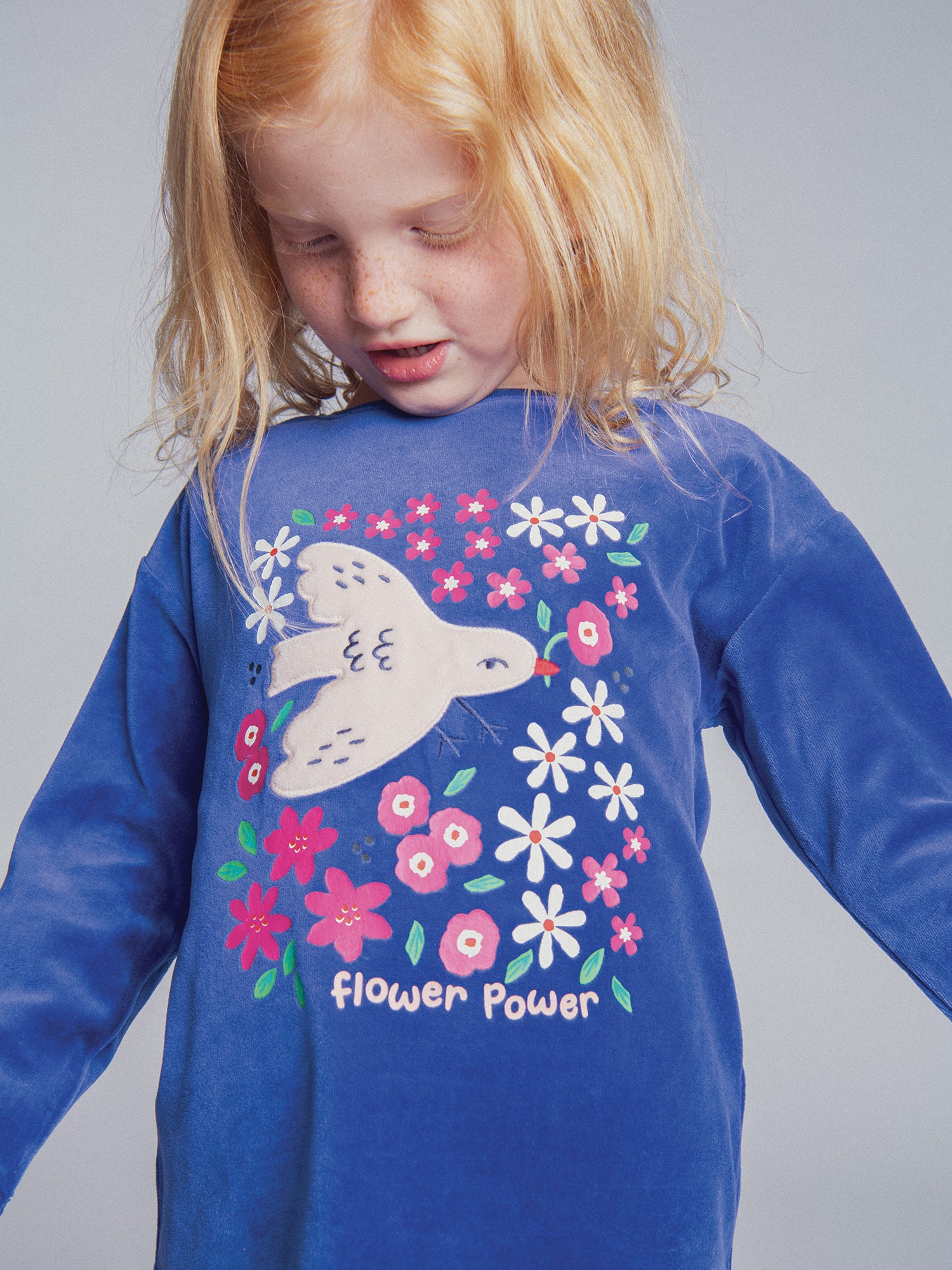 Pyjama 2 pièces bleu "Flower Power" pour enfant fille