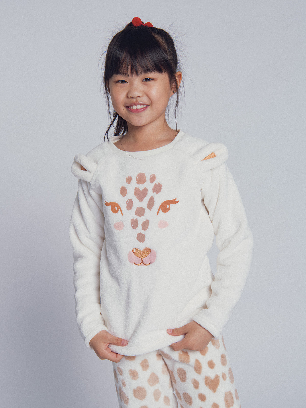 Pijama ecru "Cabeça de Leopardo" para menina
