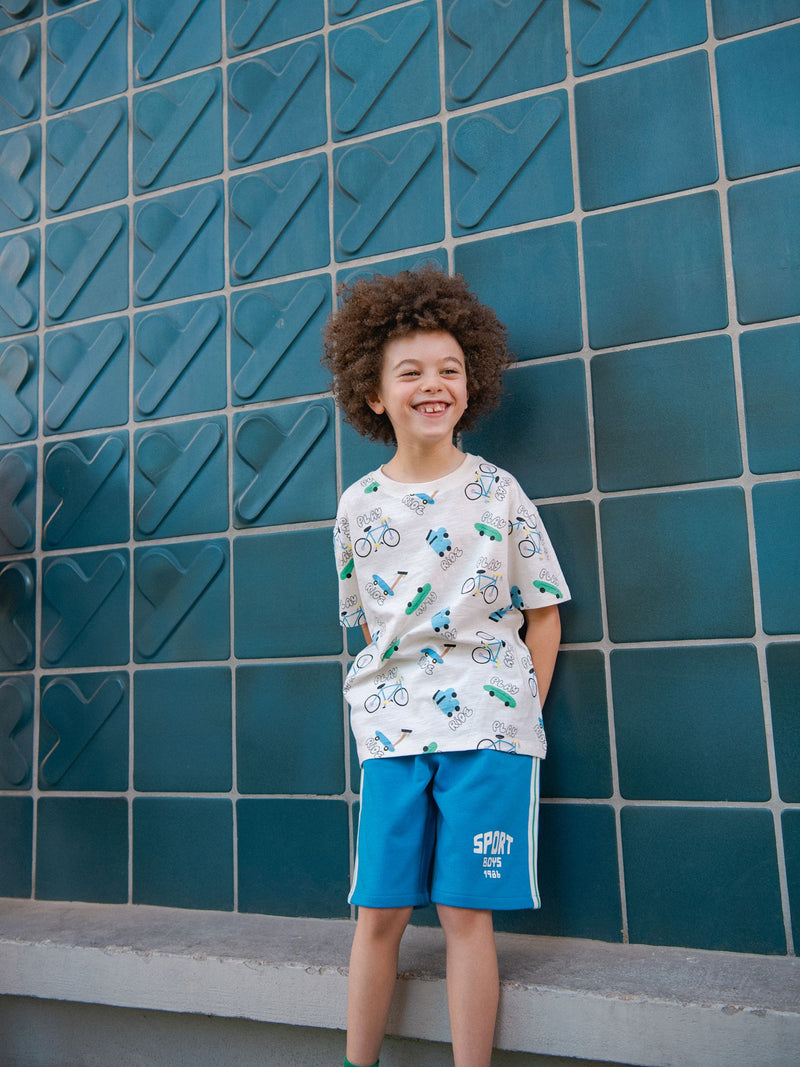 T-shirt ecru com impressão "ride" para menino