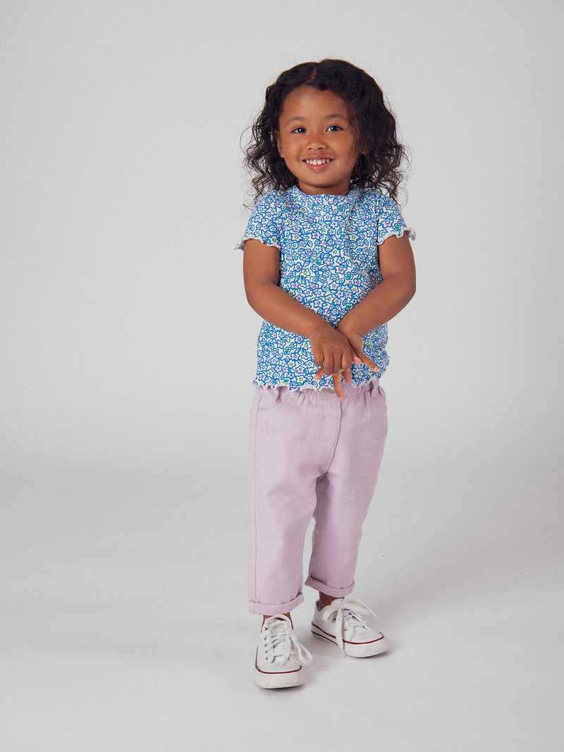 T-shirt Floral Azul para Menina