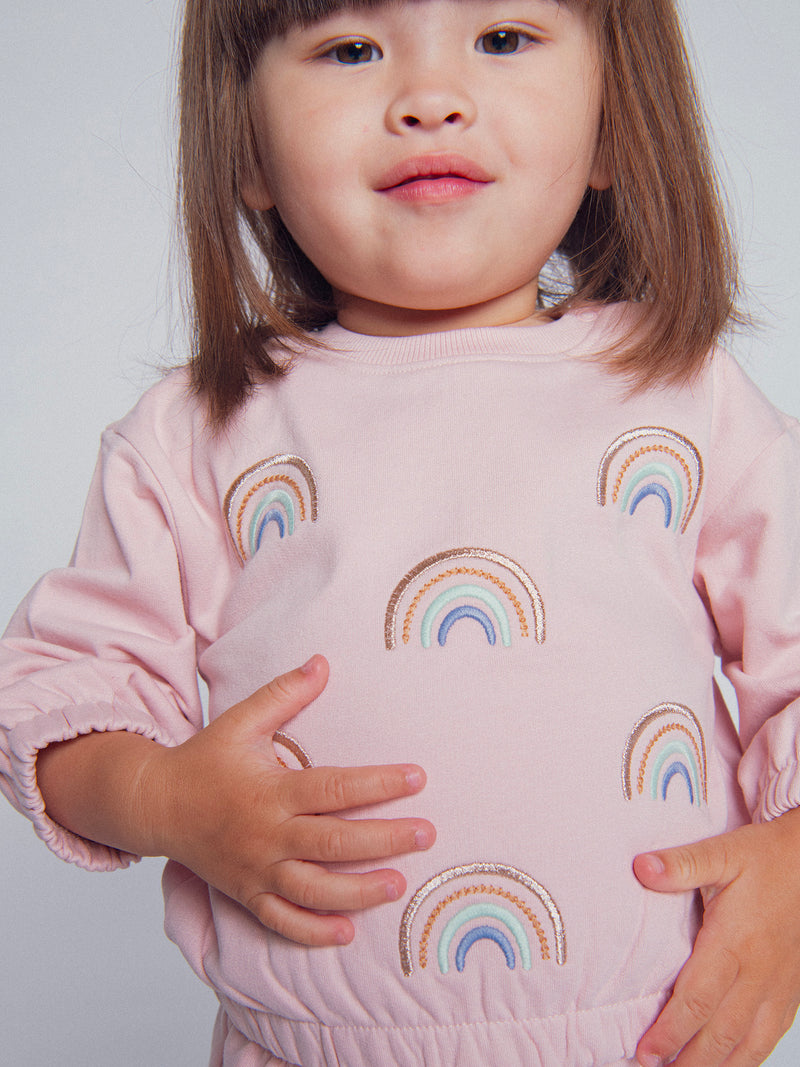 Conjunto de fato de treino e calças rosa "RAINBOW" para menina