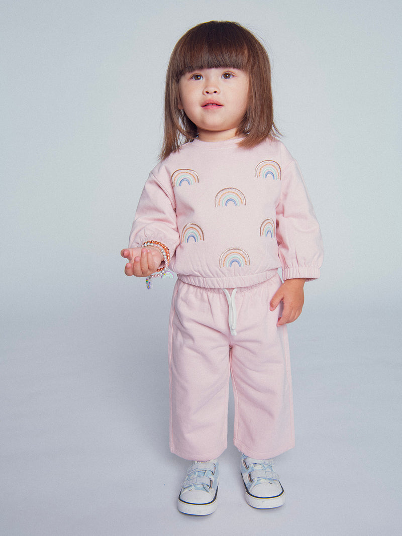 Conjunto de fato de treino e calças rosa "RAINBOW" para menina