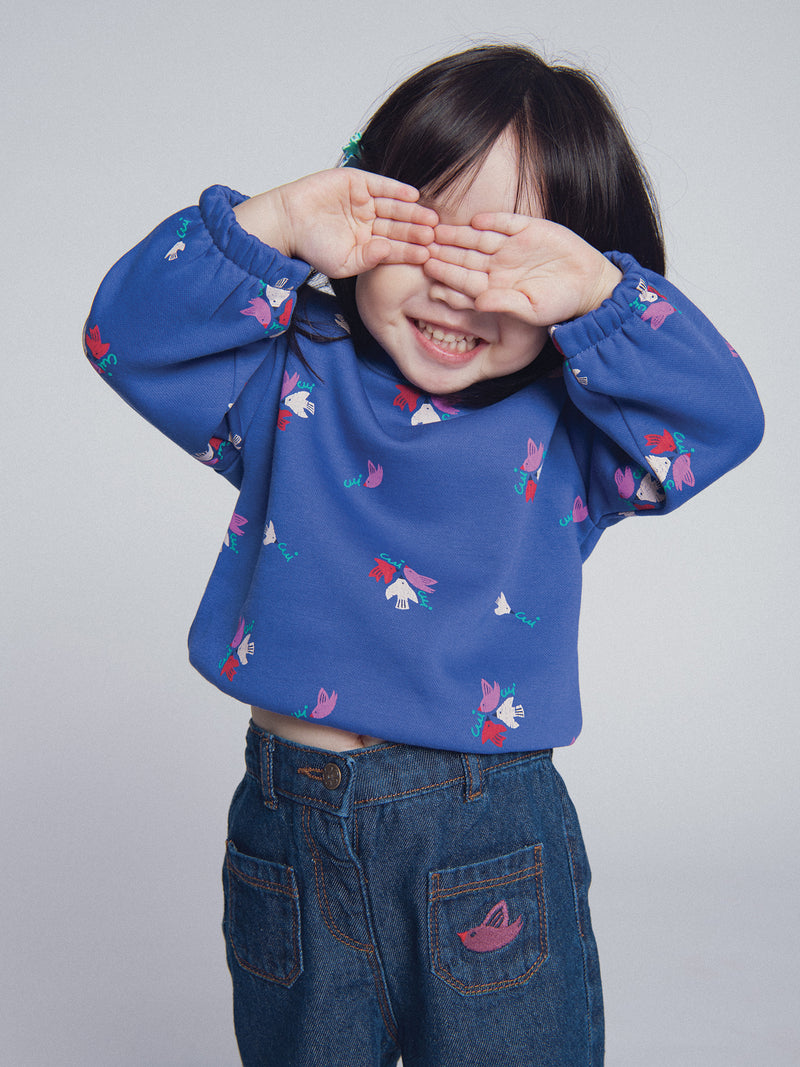 Sweatshirt azul céu "ARTY SCHOOL" para meninas bebés