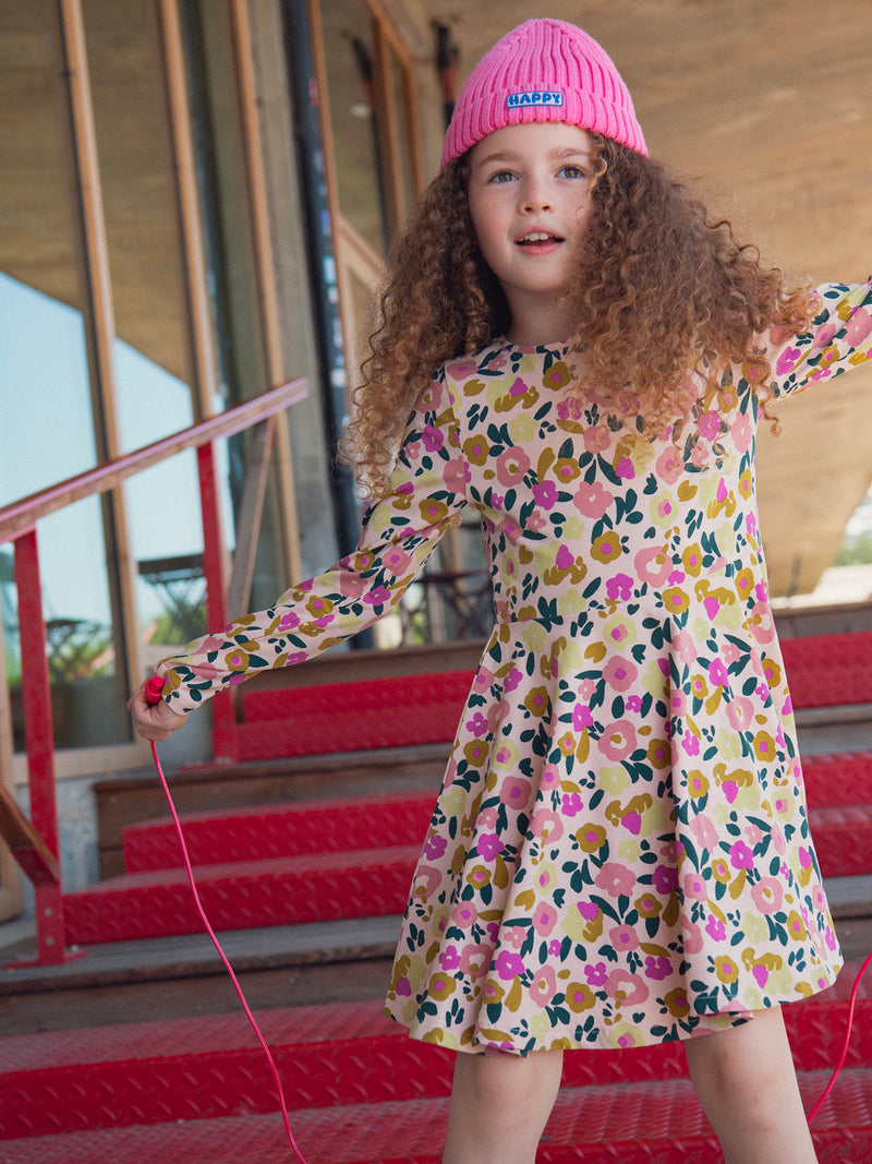 Robe rose à imprimé floral pour fille
