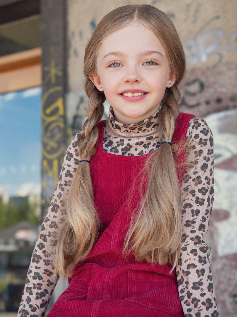 Vestido Salopette de Veludo Vermelho para Meninas