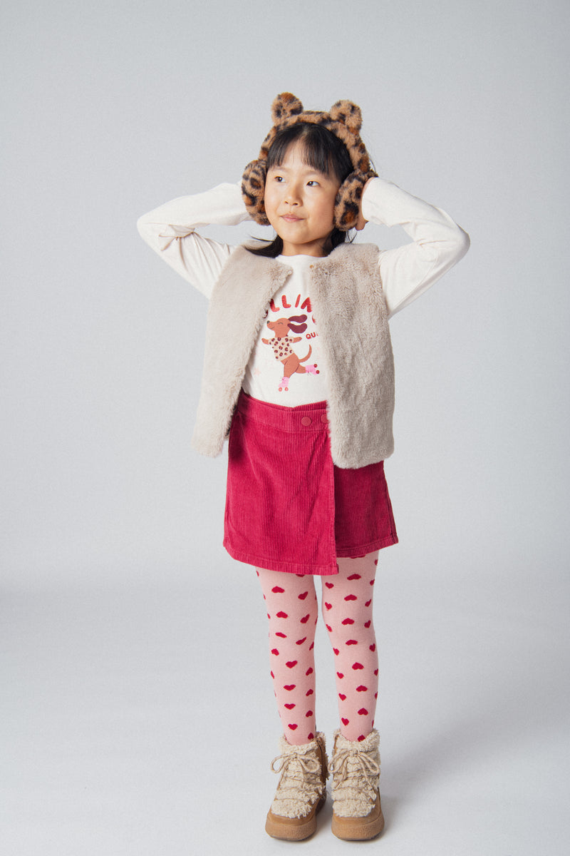 Cardigan reversível de pele sintética com padrão de leopardo para meninas