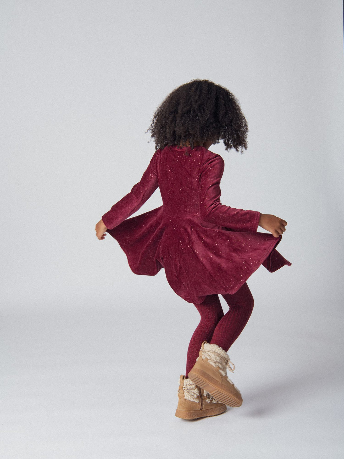 Vestido Roxo de Mangas Longas com Brilhos para Meninas