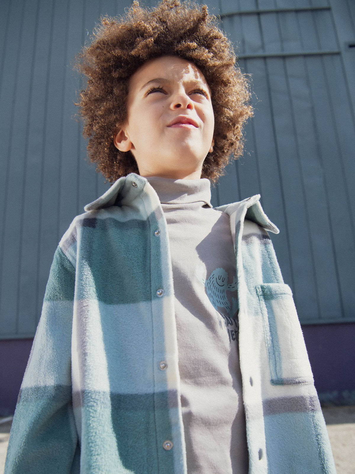 Camisa em fleece xadrez para meninos