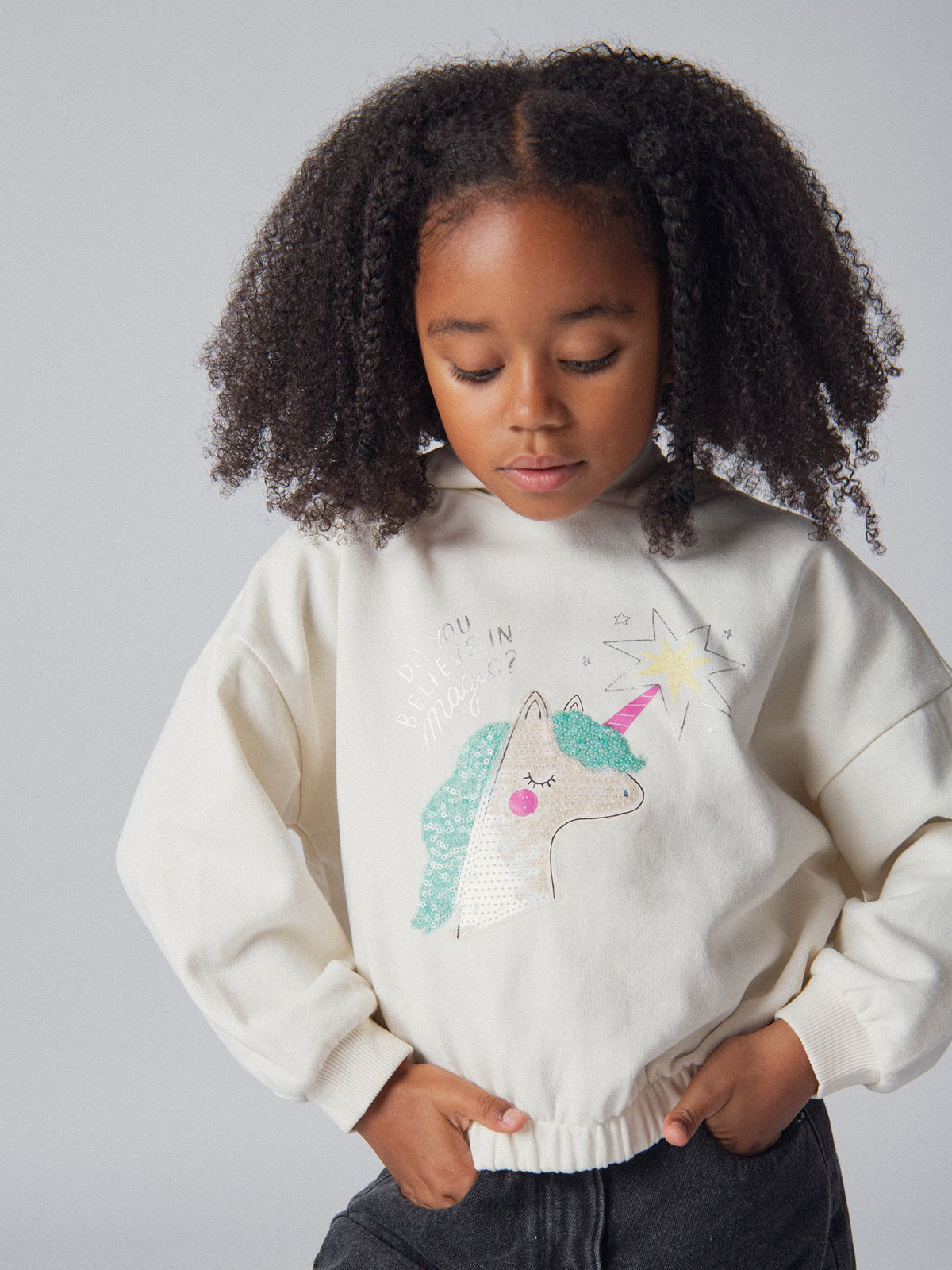 Sweatshirt com capuz de animação de unicórnio para meninas