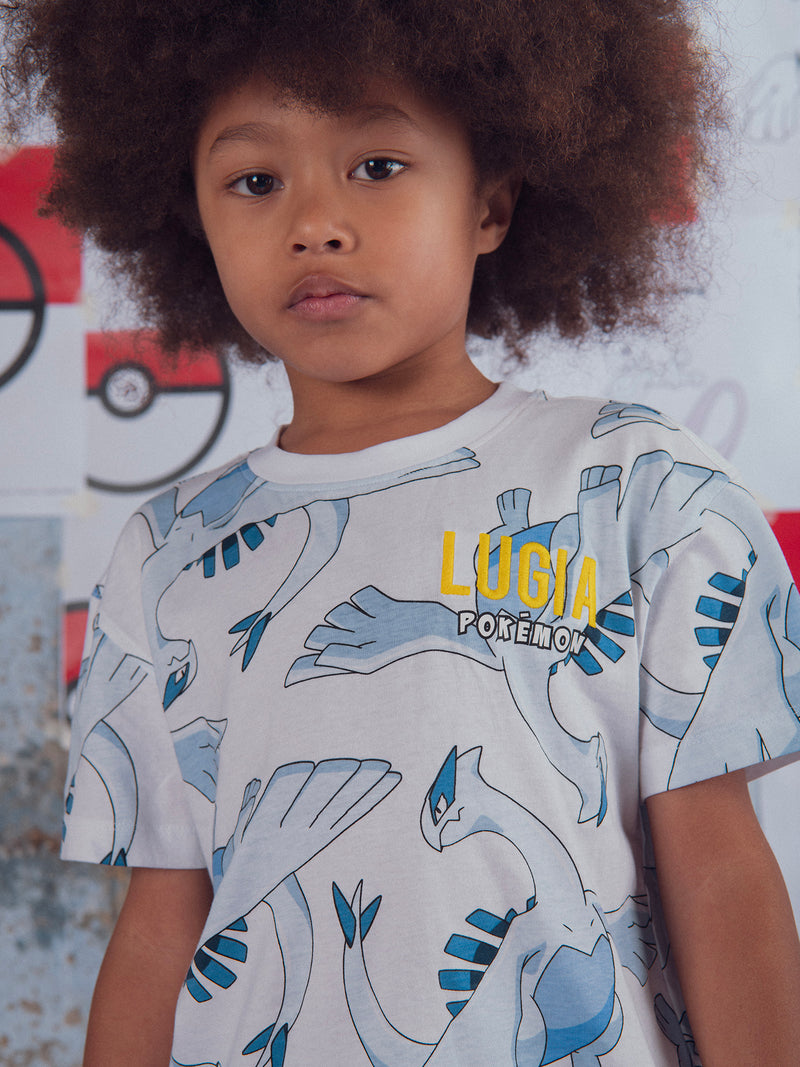 T-shirt branca com estampa de Pokémon Lugia