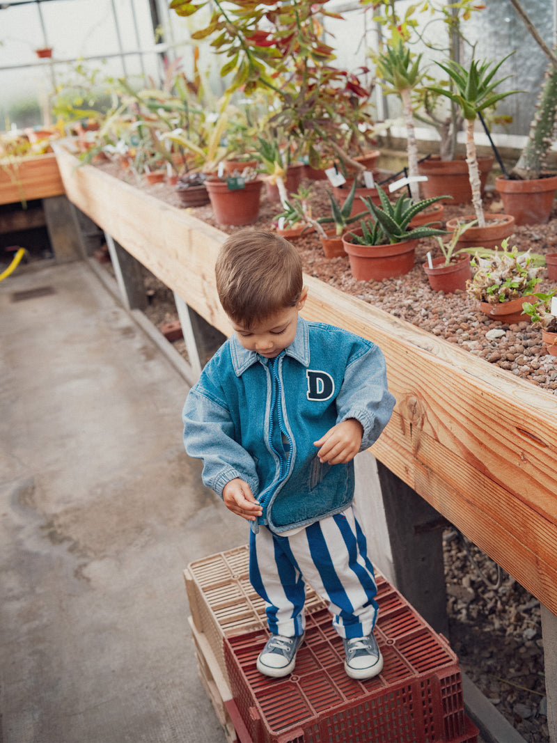Bomber em denim com patch "D" para bebé rapaz