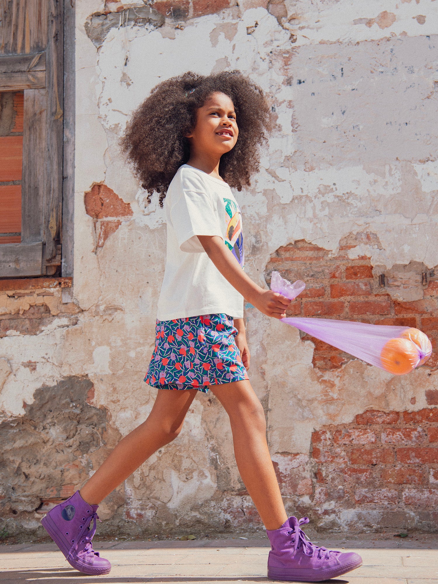 Short à imprimé floral pour fille