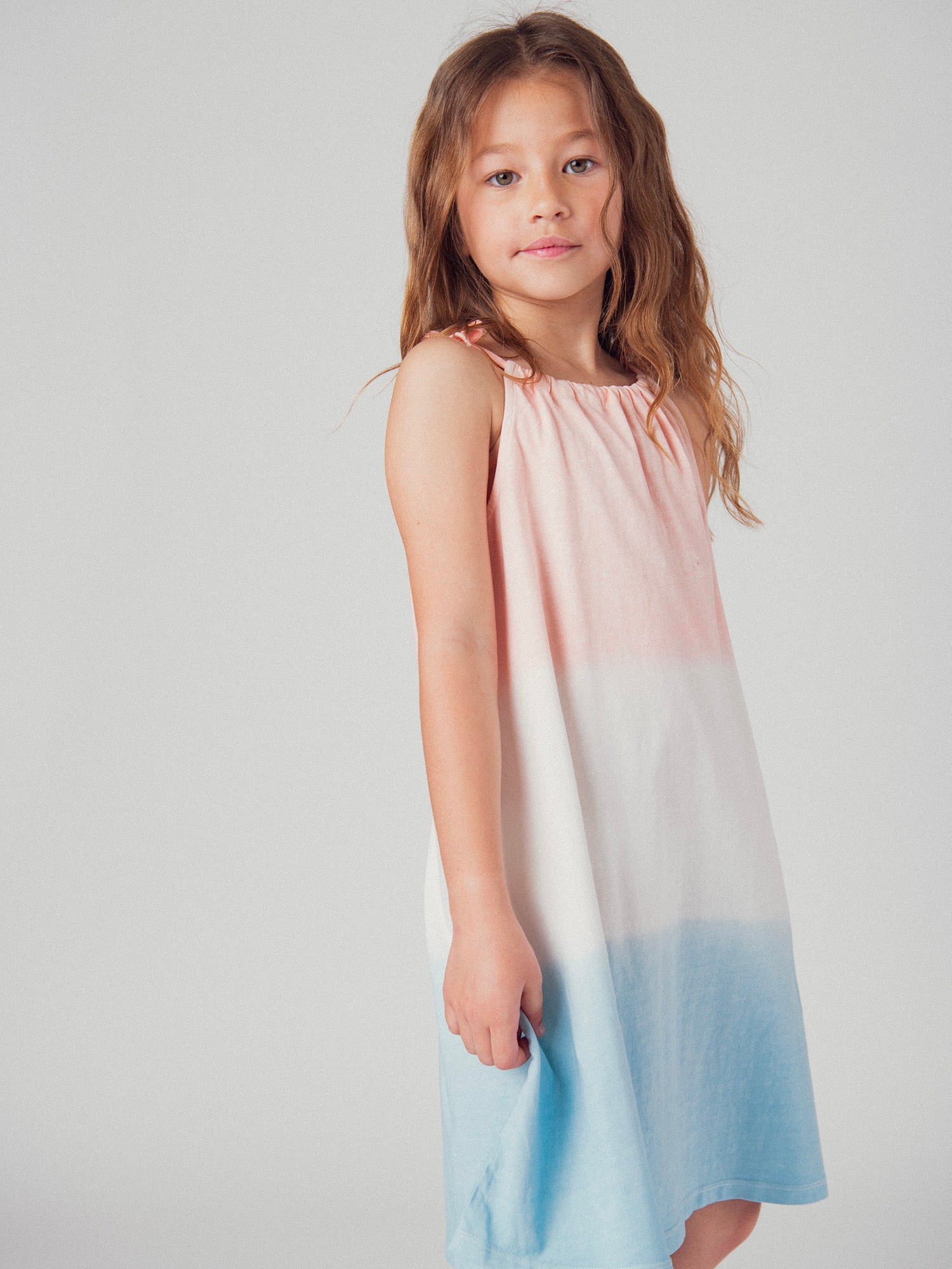 Robe à bretelles imprimé tie and dye pour fille