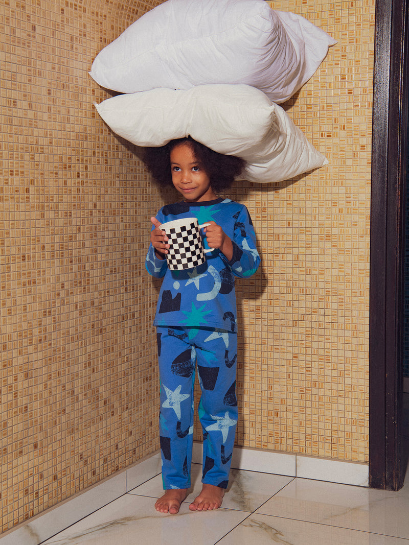 Pijama Fosforescente Azul Nattier com Impressão Galáctica para Meninos