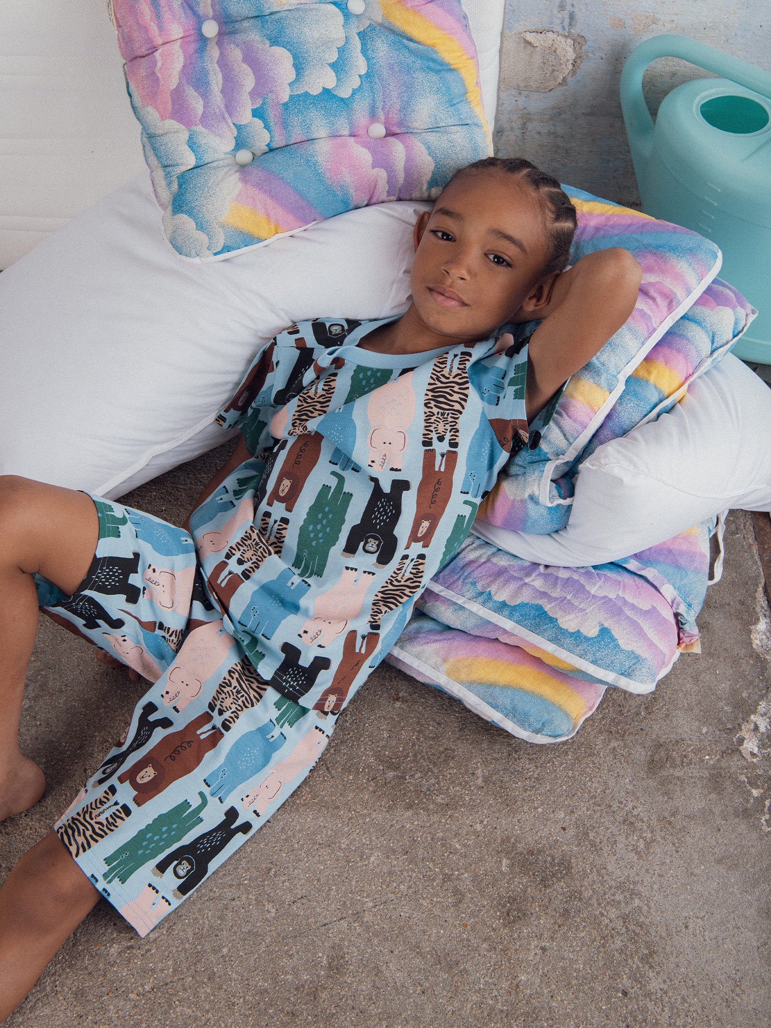 Pijama curto impresso "Jungle Party" para menino