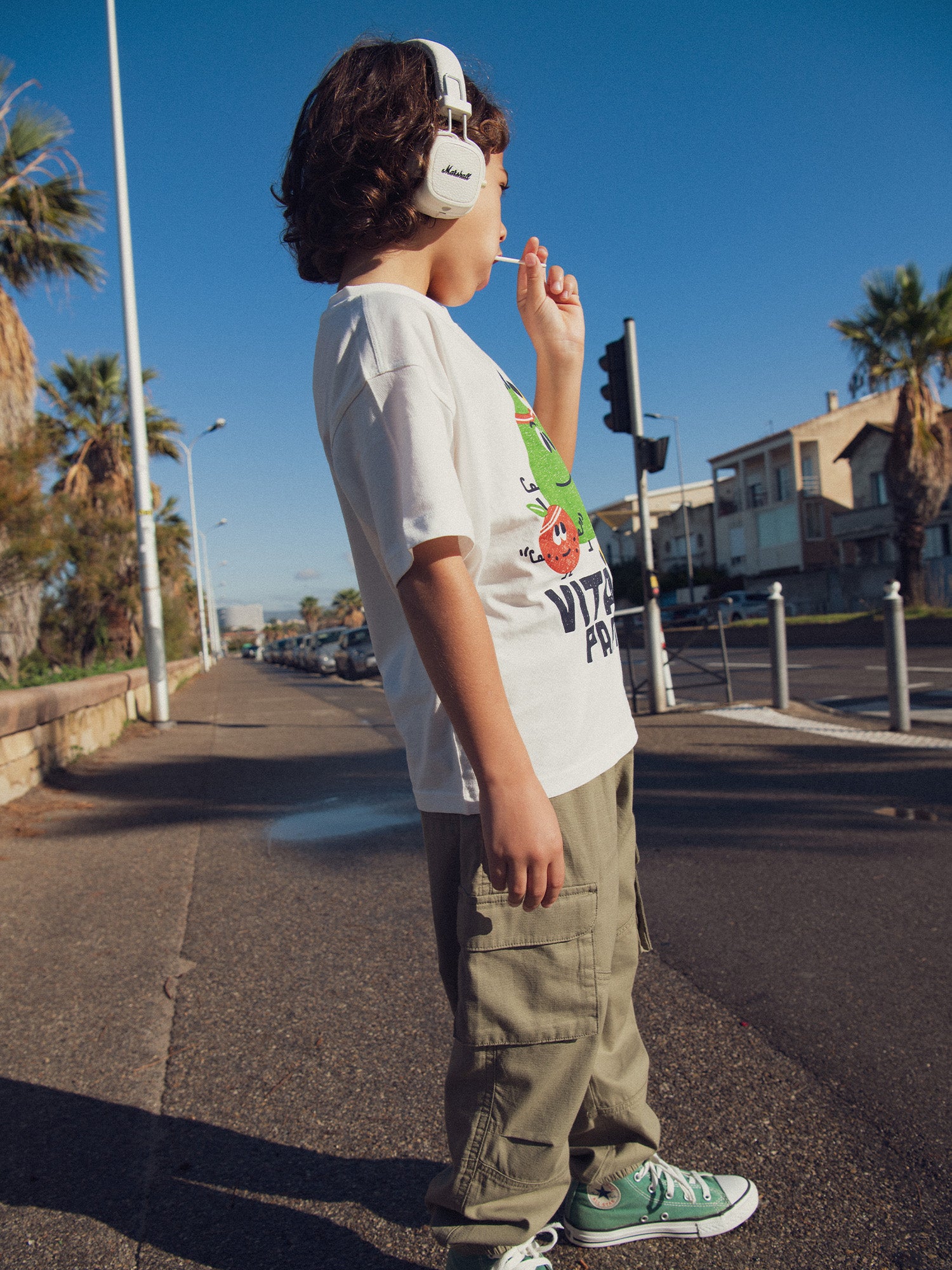 Calças cargo khaki para meninos