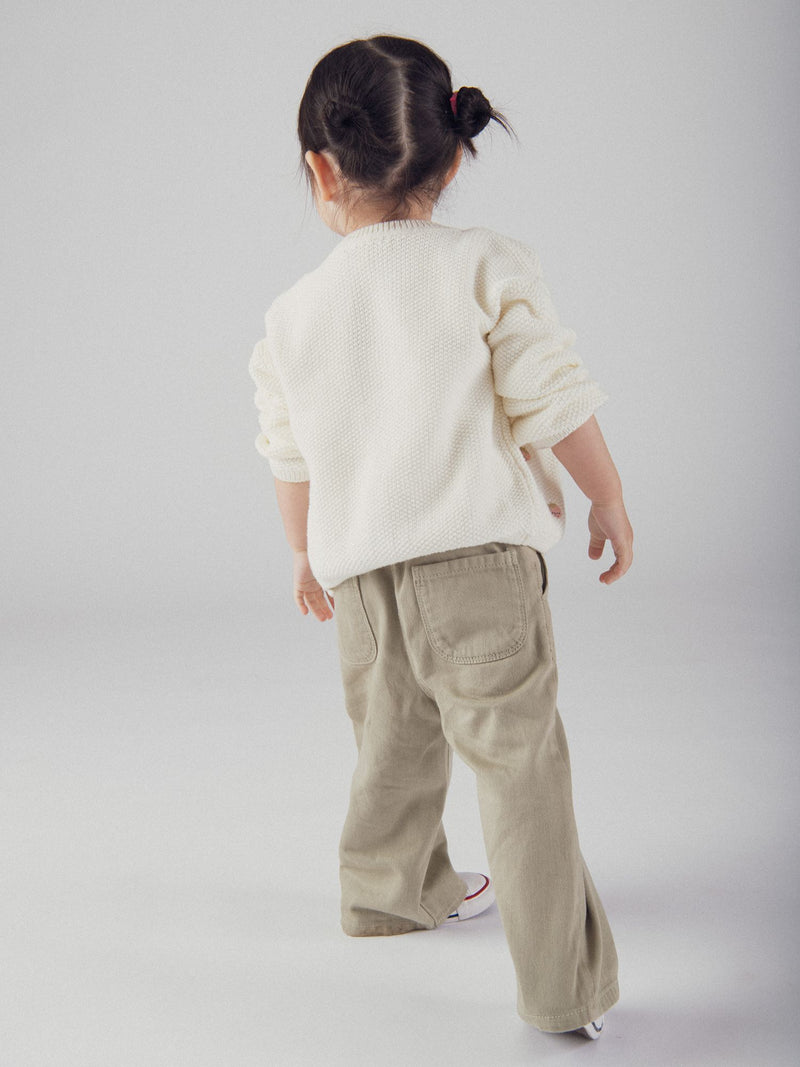 Cardigan em tricô ecru com broderia de morango para bebé menina