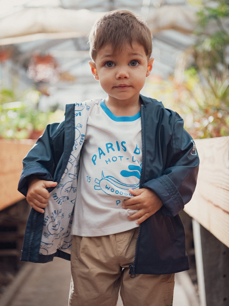 T-shirt ecru de manga curta com estampa "Paris Hot-Dogs" para bébé menino