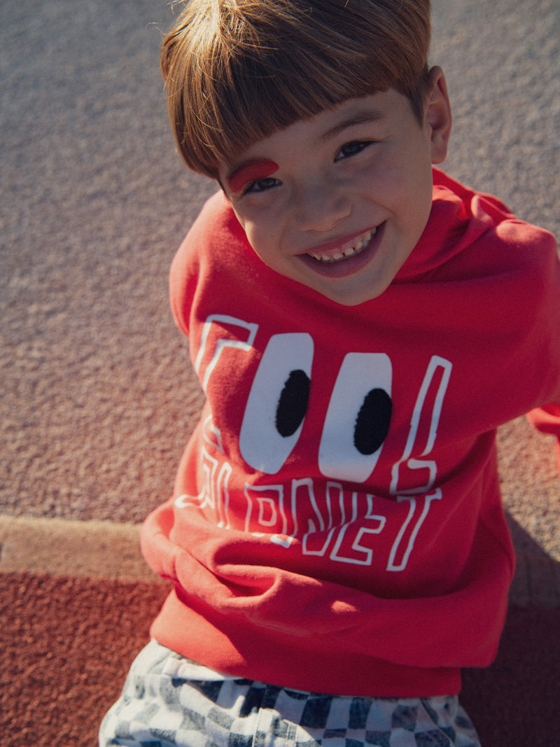 Sweatshirt vermelho com animação e capuz para rapazes