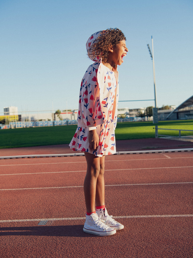 Vestido Skater de Manga Longa com Estampa Floral para Meninas