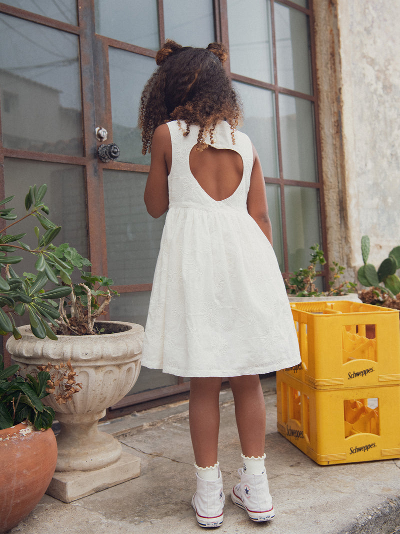 Vestido Ecru com Decote em Coração para Meninas