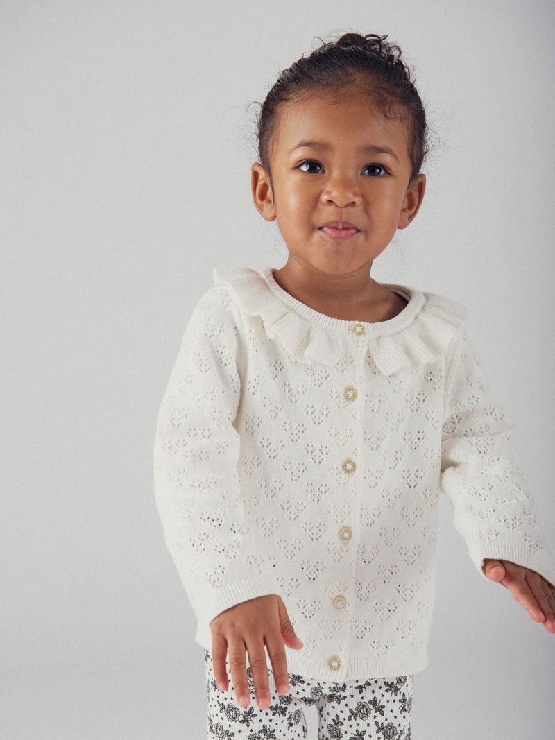 Cardigan de Baunilha com Gola para Bebé Rapariga