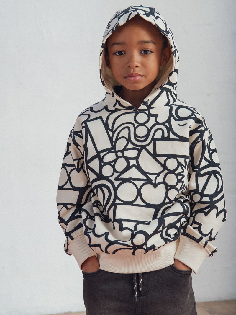 Sweat-shirt creme com estampado gráfico para rapaz