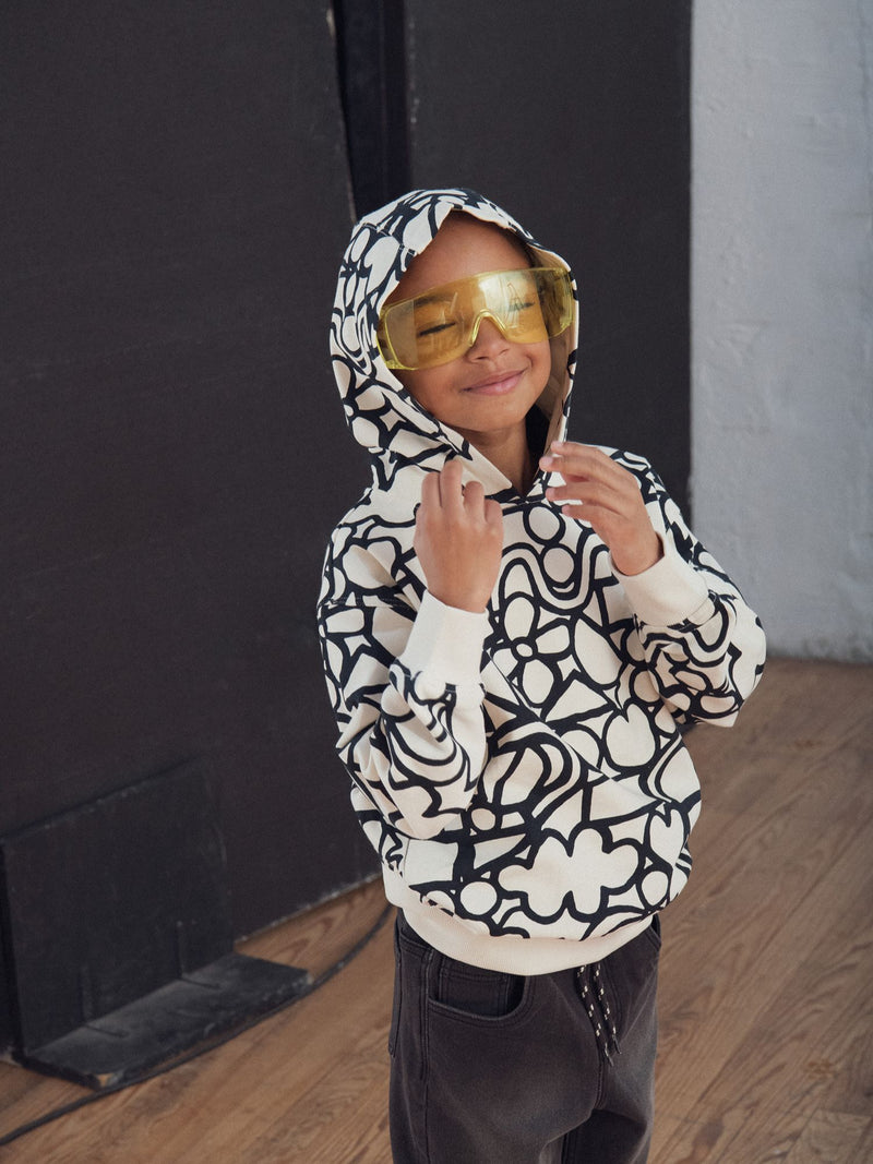 Sweat-shirt creme com estampado gráfico para rapaz