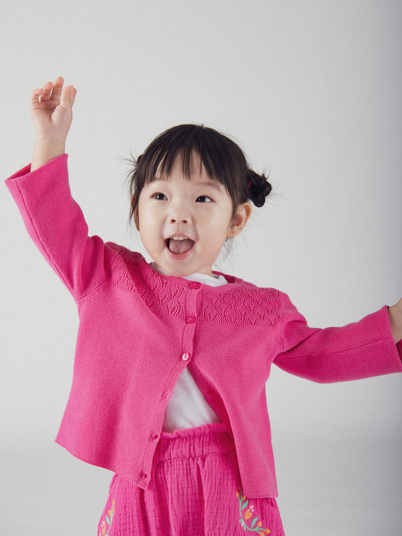 Cardigan de malha rosa paixão para meninas