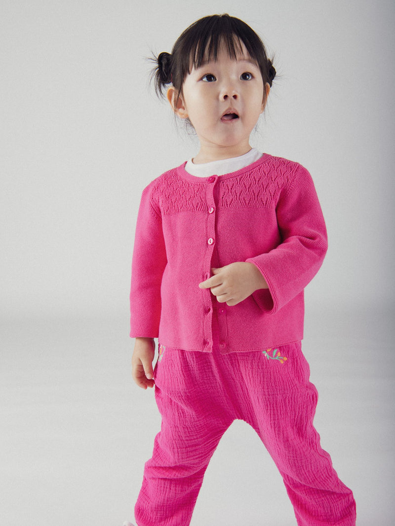 Cardigan de malha rosa paixão para meninas