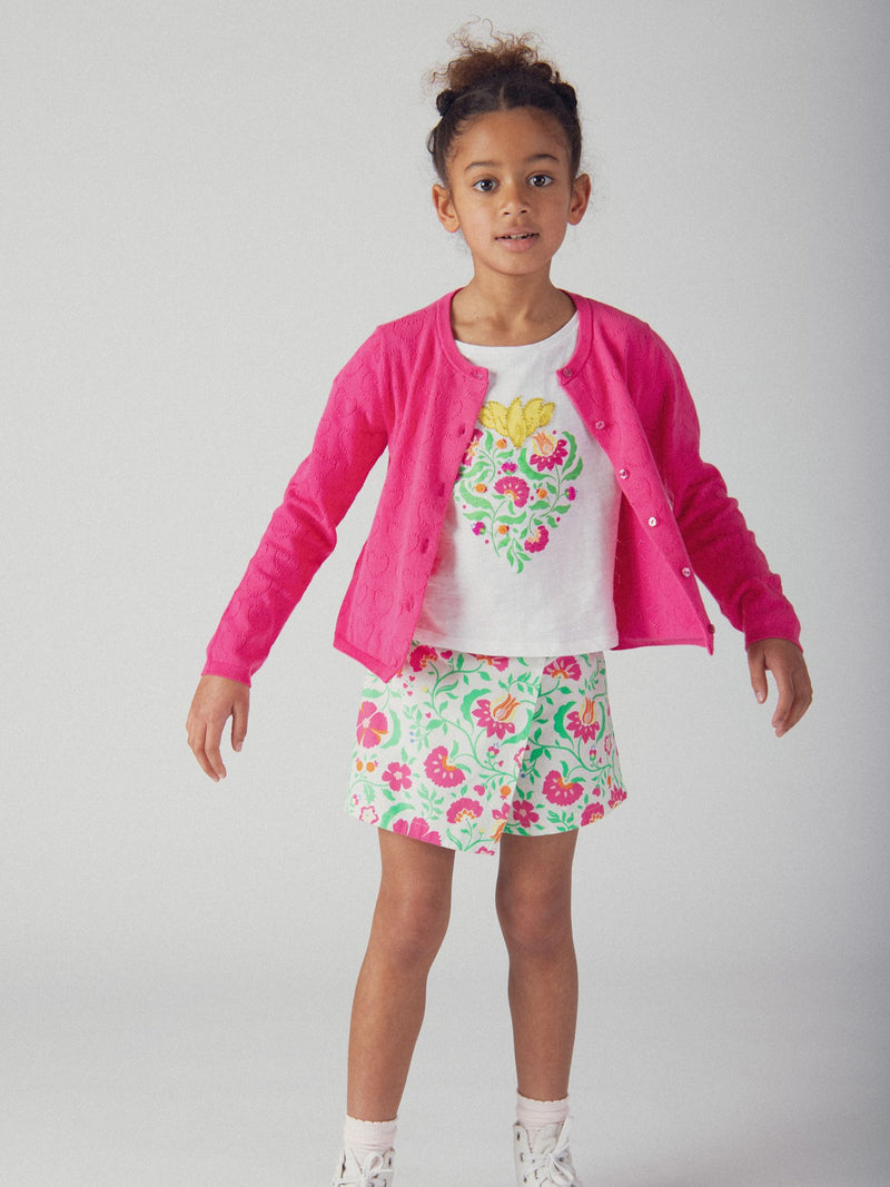 Calções brancos com estampado floral para meninas