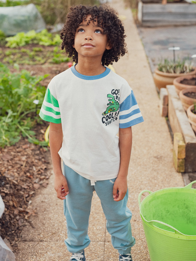 T-shirt ecru com animação de dinossauro para rapazes