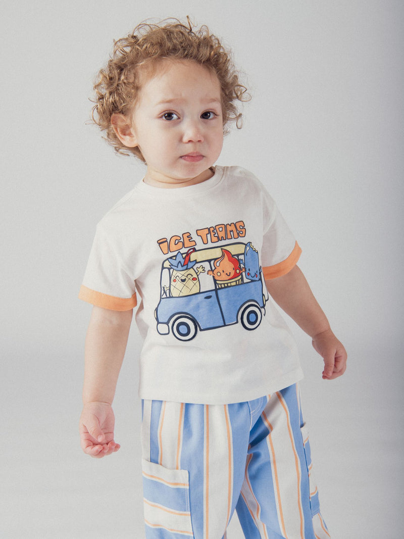 T-shirt ecru com estampado "Ice Teams" para menino bebé