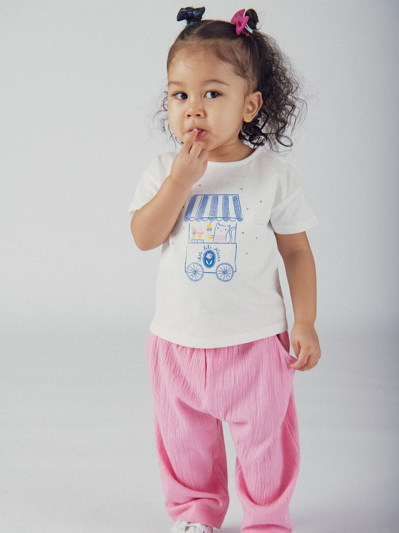 T-Shirt ecru "Vendedor de gelados" para menina