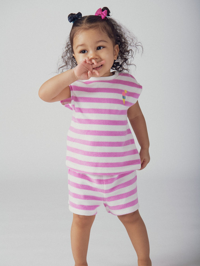 Ensemble rayé rose et blanc pour bébé fille