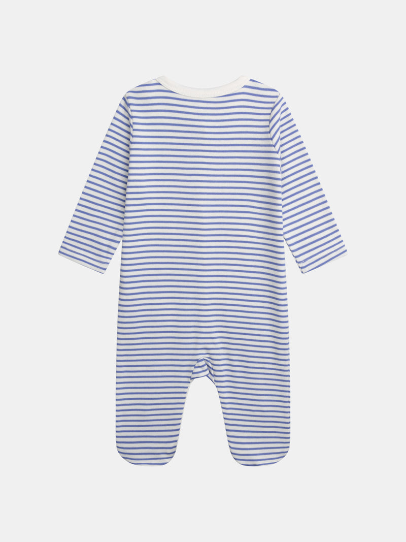 Pijama raiado com impressão de tigre para bebê menino