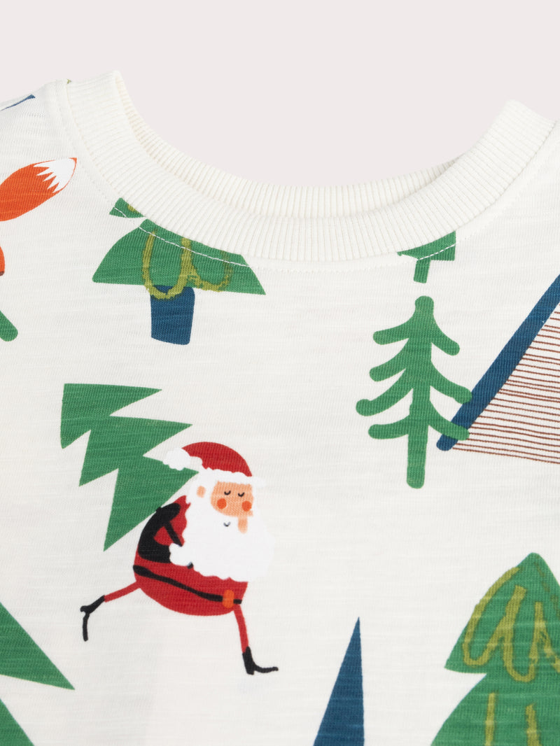 T-shirt manches courtes écru imprimé Noël pour garçon