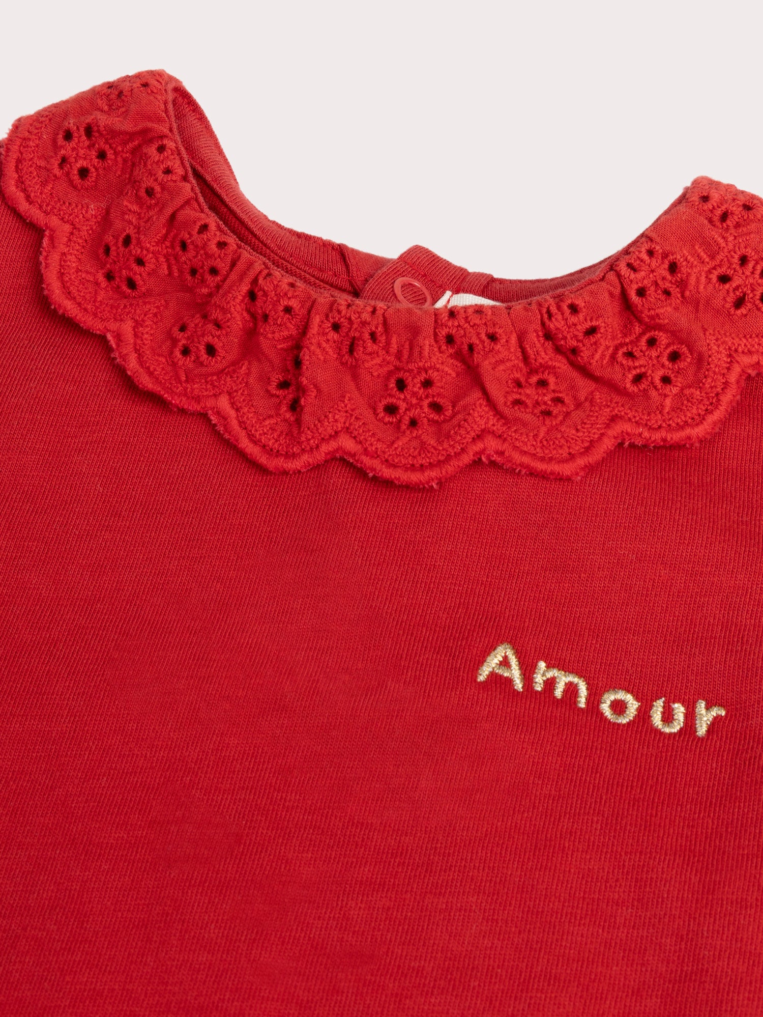 Brassière rouge manches courtes pour bébé fille