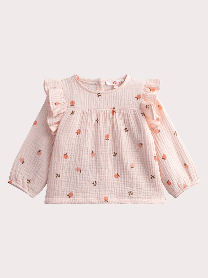 Ensemble rose gaze de cotton pour bébé fille