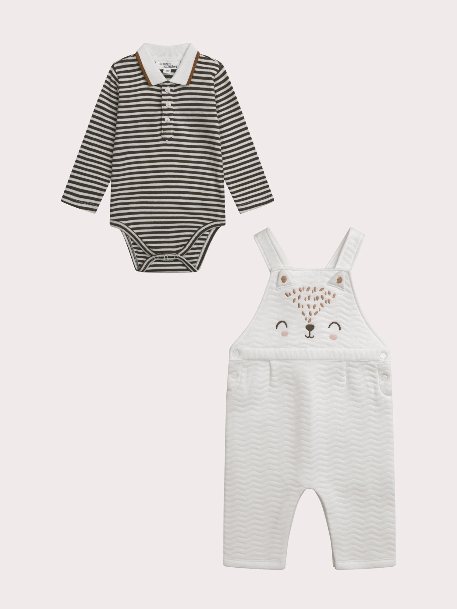 Conjunto nascimento salopete e body para menino