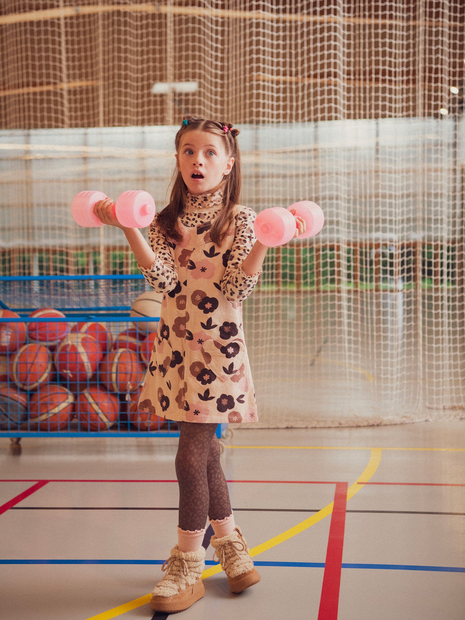 Collant fin marron motif léopard pour fille