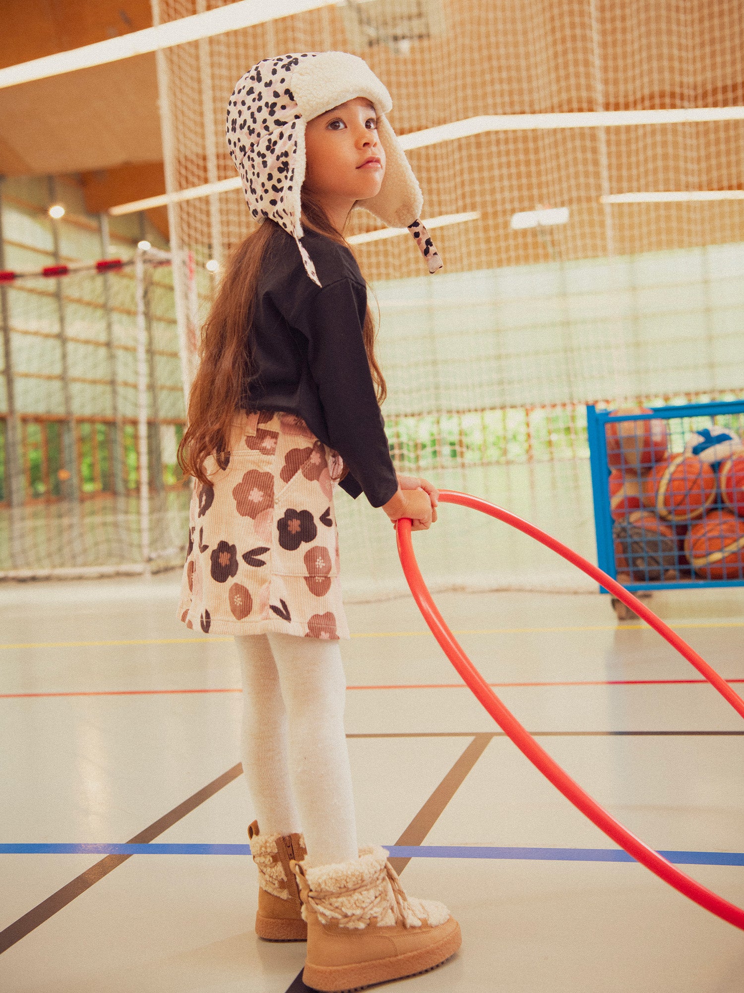 Cagoule rose imprimée léopard pour fille